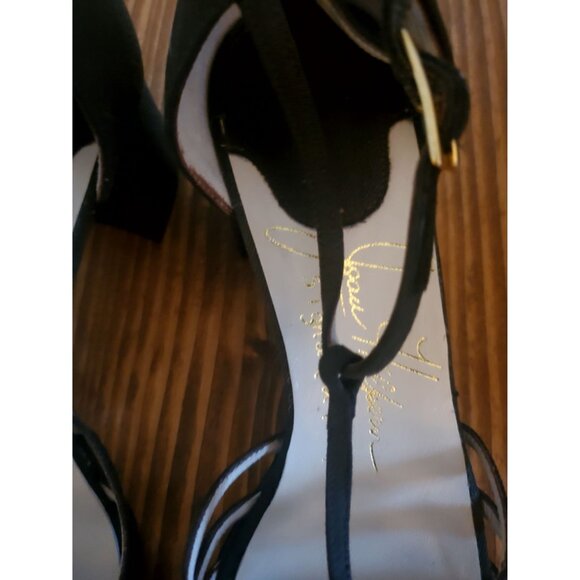 Vintage Made In Italy Brown Fabric Strappy Block Heel Shoes 8.5 - Picture 2 of 9